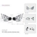 925 Silver Wings Stud Earrings-silver black-JadeMoghul Inc.
