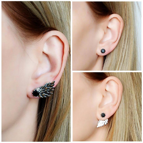 925 Silver Wings Stud Earrings-silver white-JadeMoghul Inc.