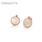 925 Sterling Silver And 18K Gold Tone Natural Shell Stud Earrings-Rose gold-10MM-JadeMoghul Inc.