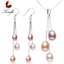 925 Sterling Silver And Freshwater Pearl Jewelry Set--JadeMoghul Inc.