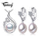925 Sterling Silver And Pearl Earrings And Pendant Set-White-JadeMoghul Inc.