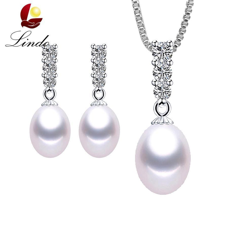 925 Sterling Silver And Pearl Jewelry Set-White Pearl set-JadeMoghul Inc.