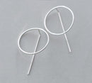925 Sterling Silver Circle And Bar Geometric Long Earrings--JadeMoghul Inc.