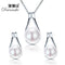 925 Sterling Silver Pearl Water Drop Pendant And Earrings Set-Pink-JadeMoghul Inc.