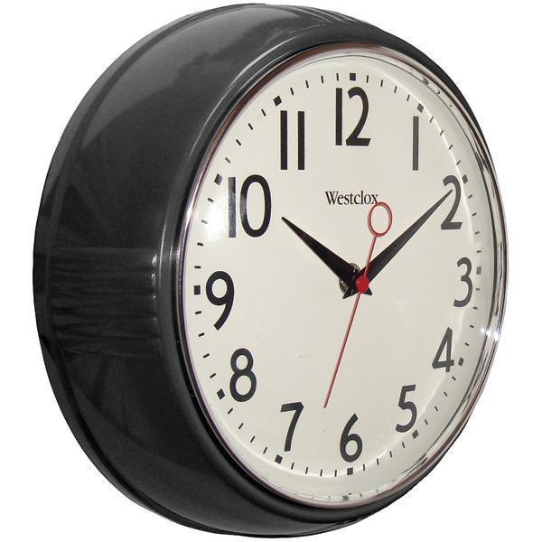 9.5" 1950's Retro Black Case Convex Glass Clock-Household Equipment & Accessories-JadeMoghul Inc.