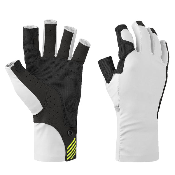 Mustang Traction UV Open Finger Gloves - White  Black - Medium [MA6007-267-M-267]
