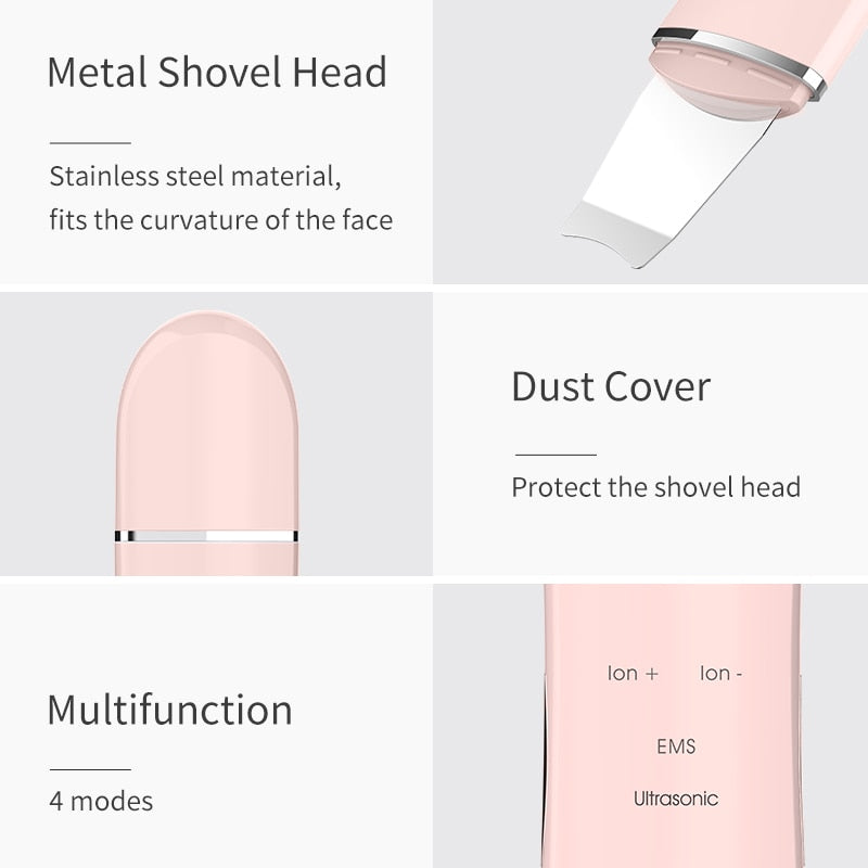 ANLAN Ultrasonic Skin Scrubber Deep Face Cleaning Machine Peeling Shovel Facial Pore Cleaner Face Skin Scrubber Lift Machine
