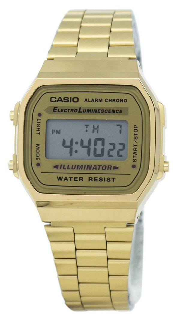 Casio Digital Alarm Chrono Stainless Steel A168WG-9WDF A168WG-9W Unisex Watch