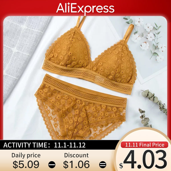 Women Lace Bra Sets Seamless Underwear Backless Vest Sexy Padded Bralette Lingerie Ultrathin Bra &amp; Brief Sets Female Intimates