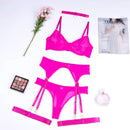 Yimunancy 4-Piece Lace Bra Set Women Mesh Panty Underwear Set 8 Colors Transparent Sexy Lingerie Set