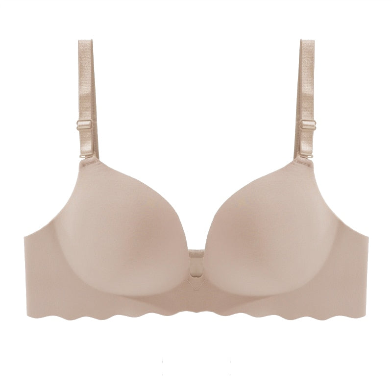 Women Seamless Bra Sexy Push Up Bralette Underwear Wireless Female Lingerie Fashion Letter Pattern Bras Three Quarters(3/4 Cup)