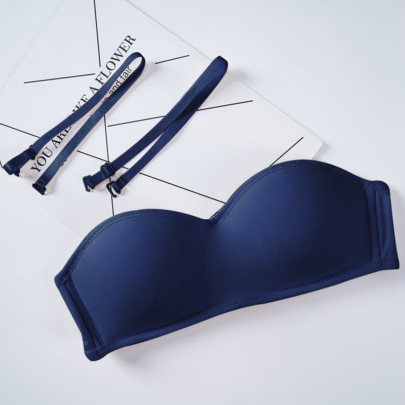 Women Invisible Bra Strapless Bralette 1/2 Cup Women&