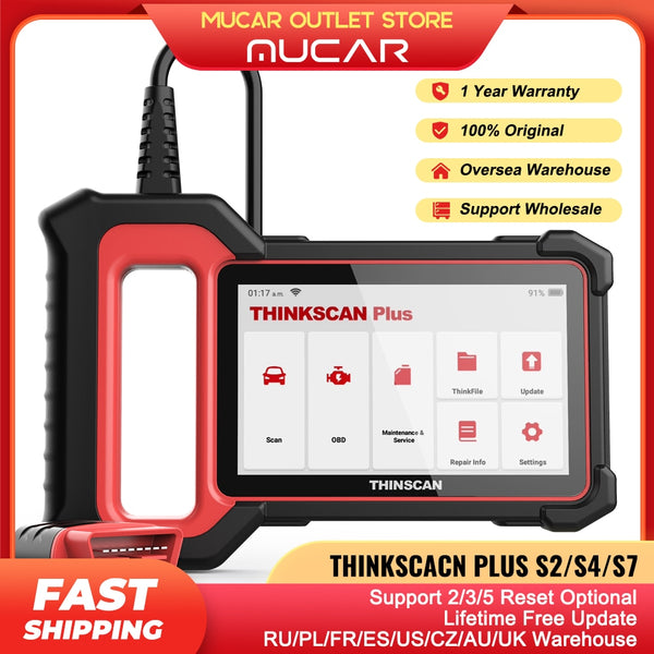 THINKCAR Thinkscan Plus S2/S4/S7 Lifetime Free 2/4/5 Resets Genuine Car Diagnostic Tool ECM/TCM/ABS/SRS/BCM System OBD2 Scanner