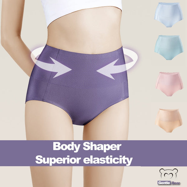 Gentle.Bear High Waist Underwear Women Ice Silk Seamless Panties  2022 New Body Shapewear Elastic Breathable Soft Ladies Briefs