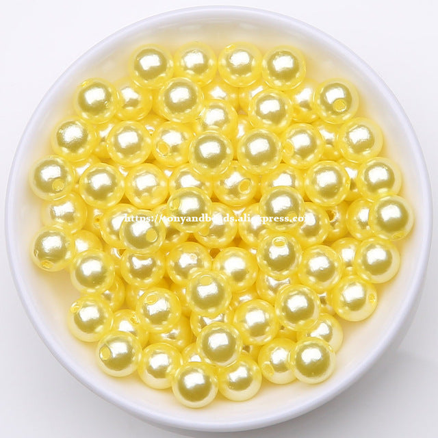 Acrylic Imitation Pearl Round Ball Spacer Beads 4 6 8 10 12MM Pick Size For Jewelry Making