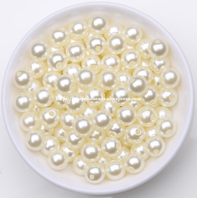 Acrylic Imitation Pearl Round Ball Spacer Beads 4 6 8 10 12MM Pick Size For Jewelry Making