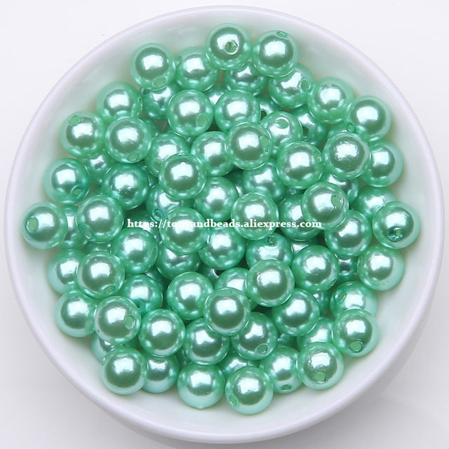 Acrylic Imitation Pearl Round Ball Spacer Beads 4 6 8 10 12MM Pick Size For Jewelry Making