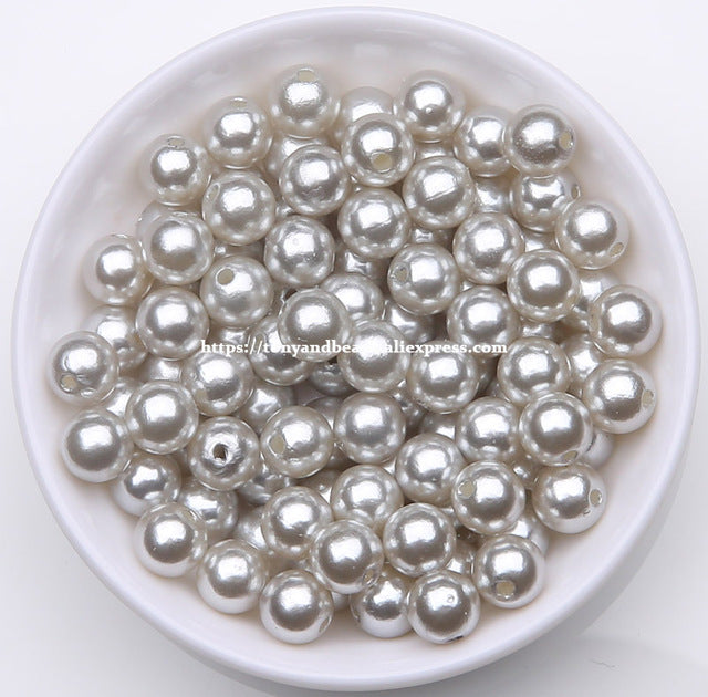 Acrylic Imitation Pearl Round Ball Spacer Beads 4 6 8 10 12MM Pick Size For Jewelry Making