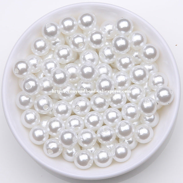 Acrylic Imitation Pearl Round Ball Spacer Beads 4 6 8 10 12MM Pick Size For Jewelry Making