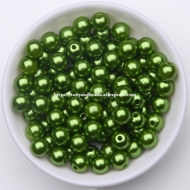 Acrylic Imitation Pearl Round Ball Spacer Beads 4 6 8 10 12MM Pick Size For Jewelry Making