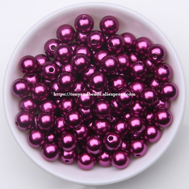 Acrylic Imitation Pearl Round Ball Spacer Beads 4 6 8 10 12MM Pick Size For Jewelry Making