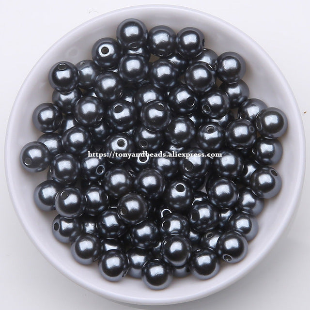 Acrylic Imitation Pearl Round Ball Spacer Beads 4 6 8 10 12MM Pick Size For Jewelry Making