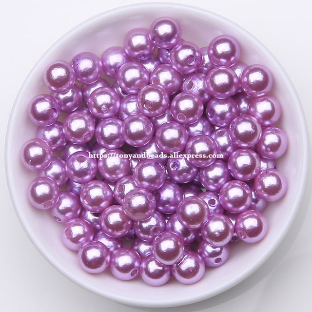 Acrylic Imitation Pearl Round Ball Spacer Beads 4 6 8 10 12MM Pick Size For Jewelry Making