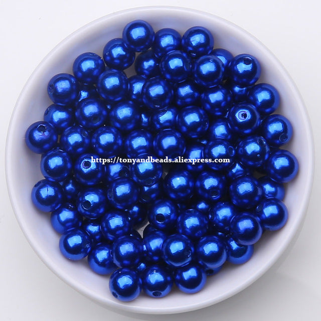Acrylic Imitation Pearl Round Ball Spacer Beads 4 6 8 10 12MM Pick Size For Jewelry Making