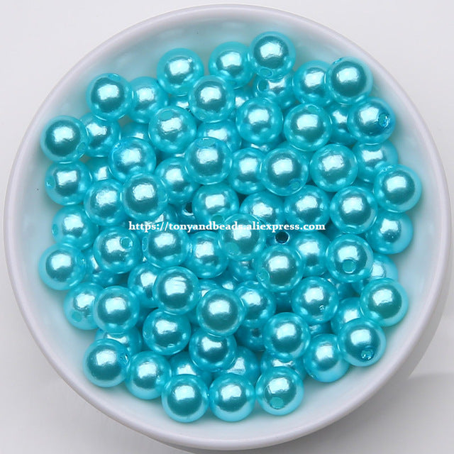Acrylic Imitation Pearl Round Ball Spacer Beads 4 6 8 10 12MM Pick Size For Jewelry Making