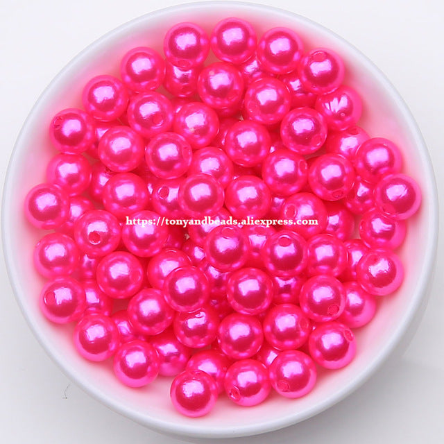 Acrylic Imitation Pearl Round Ball Spacer Beads 4 6 8 10 12MM Pick Size For Jewelry Making