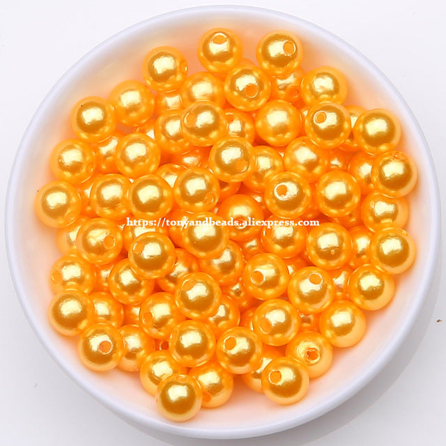 Acrylic Imitation Pearl Round Ball Spacer Beads 4 6 8 10 12MM Pick Size For Jewelry Making