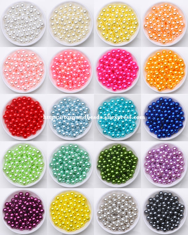 Acrylic Imitation Pearl Round Ball Spacer Beads 4 6 8 10 12MM Pick Size For Jewelry Making