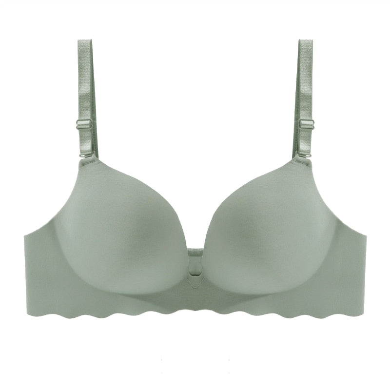 Women Seamless Bra Sexy Push Up Bralette Underwear Wireless Female Lingerie Fashion Letter Pattern Bras Three Quarters(3/4 Cup)