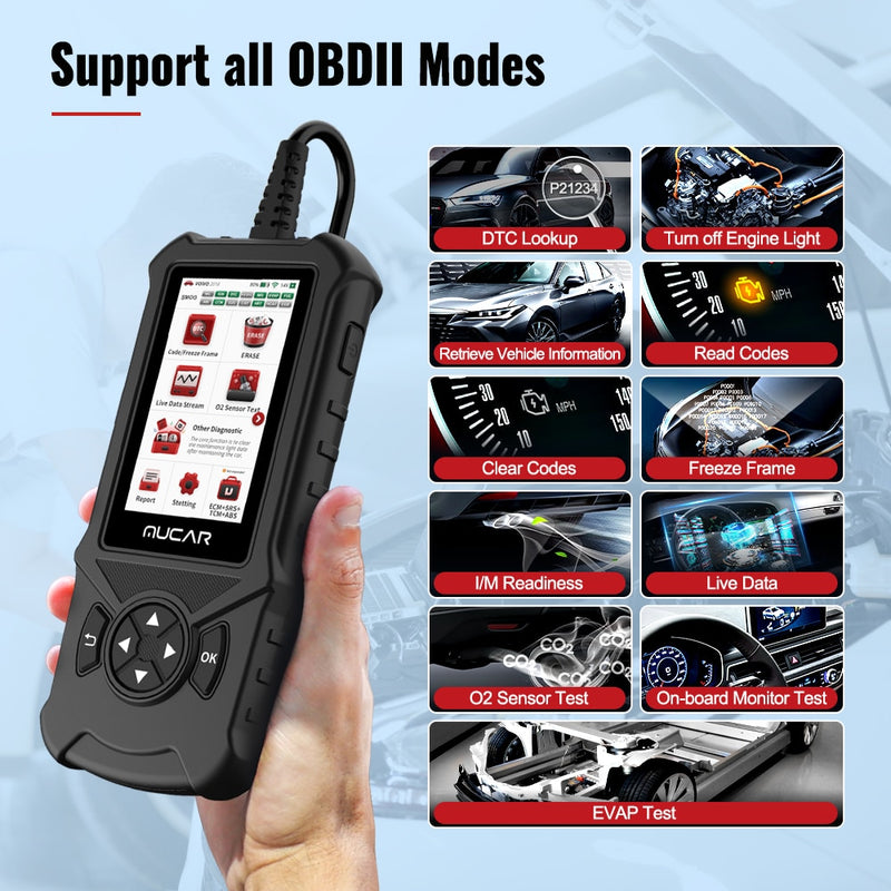 MUCAR CDE900 OBD2 Car Scanner Auto Diagnostic Tool ECM TCM ABS SRS 2+16G Code Reader OBD2 Automotive Diagnosis Wifi Free Update