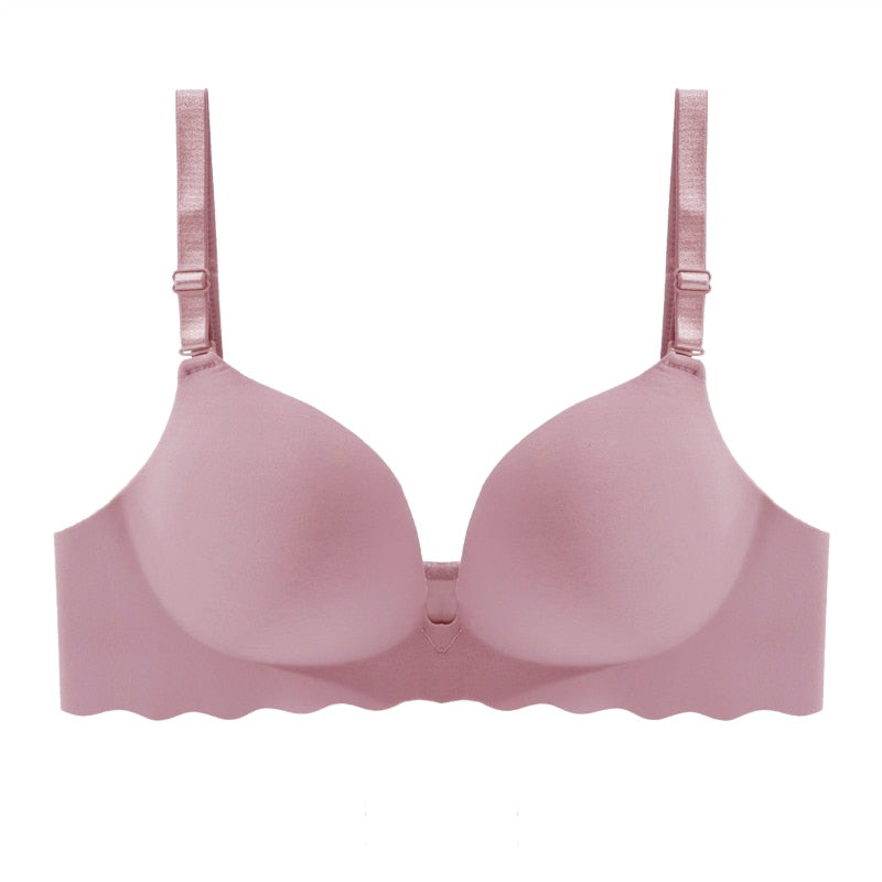 Women Seamless Bra Sexy Push Up Bralette Underwear Wireless Female Lingerie Fashion Letter Pattern Bras Three Quarters(3/4 Cup)