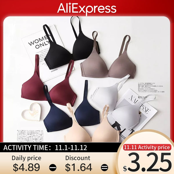 Seamless Bras for Women Push Up Bras No Wire Brassiere A B Cup Underwear Sexy Bralette Three Quarters(3/4 Cup)  Lingerie