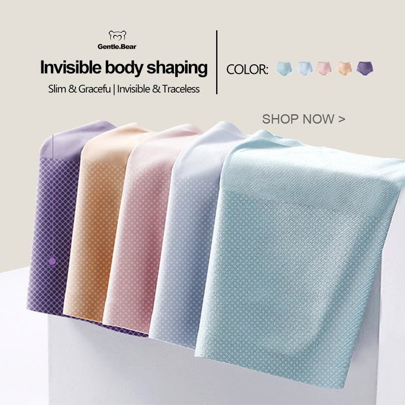 Gentle.Bear High Waist Underwear Women Ice Silk Seamless Panties  2022 New Body Shapewear Elastic Breathable Soft Ladies Briefs