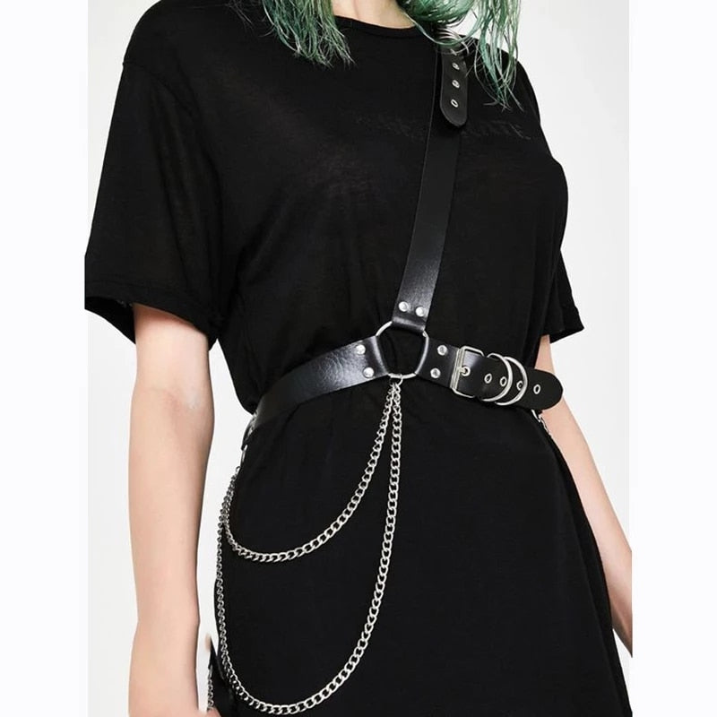 Women Sexy Garters faux Leather Women Body Bondage Cage Sculpting Harness Waist Belt Straps Suspenders Goth Harajuku Belt