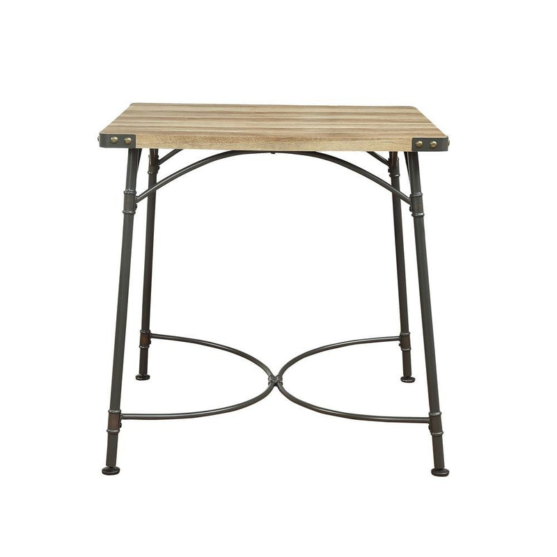 Industrial Square Shaped Wood and Metal Counter Height Table, Brown and Gray-Bar Tables-Brown and Gray-Metal and Wood-JadeMoghul Inc.