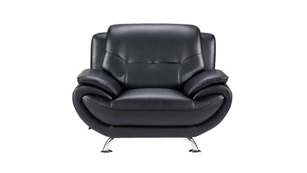Leatherette Upholstered Wooden Chair with Bustle Back and Stainless Steel Legs, Black-Dining Chairs-Black-Wood, stainless steel and faux leather-JadeMoghul Inc.