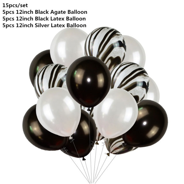 Black Gold Happy Birthday Banner Balloons Helium Number Foil Balloon for Baby Boy Kids Adult 18 30 Birthday Party Decorations