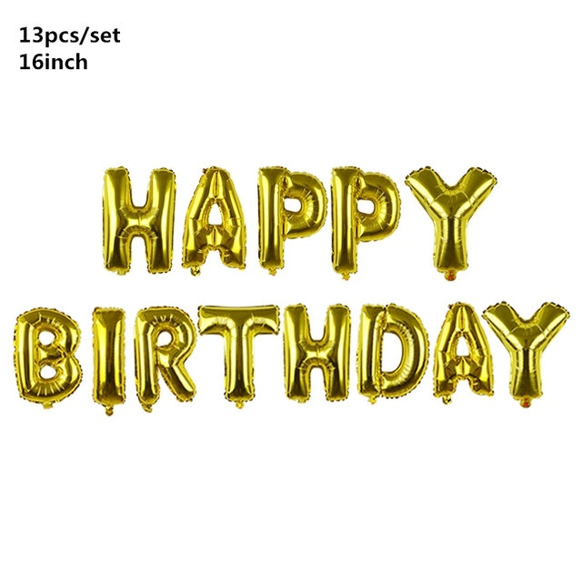 Black Gold Happy Birthday Banner Balloons Helium Number Foil Balloon for Baby Boy Kids Adult 18 30 Birthday Party Decorations