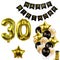Black Gold Happy Birthday Banner Balloons Helium Number Foil Balloon for Baby Boy Kids Adult 18 30 Birthday Party Decorations