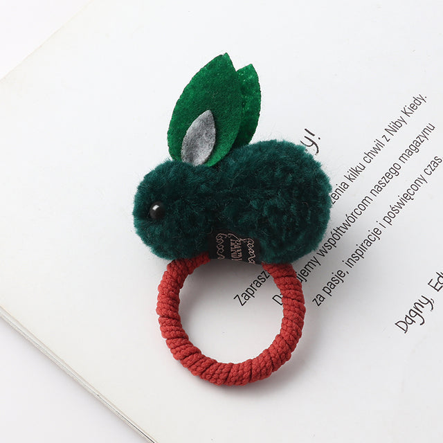 Cute animal hair ball rabbit hair ring girls rubber band elastic hair bands Korean headwear children hair Accessories ornaments