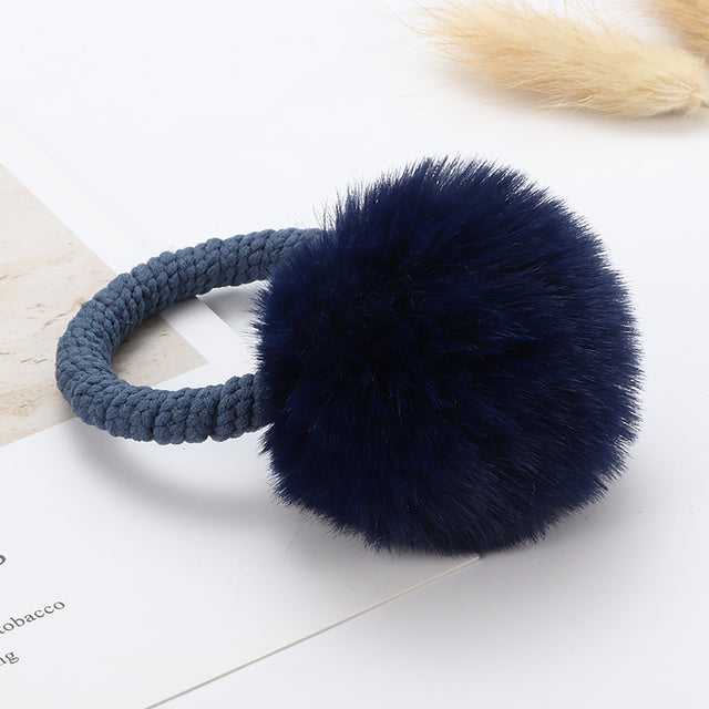 Cute animal hair ball rabbit hair ring girls rubber band elastic hair bands Korean headwear children hair Accessories ornaments