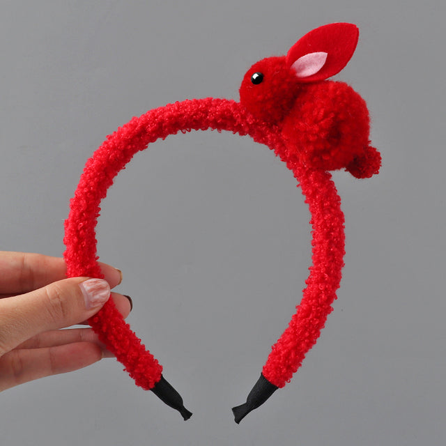 Cute animal hair ball rabbit hair ring girls rubber band elastic hair bands Korean headwear children hair Accessories ornaments