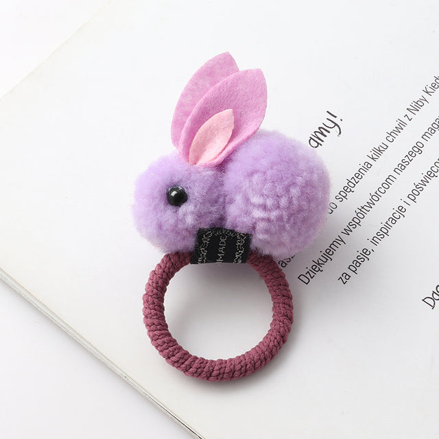 Cute animal hair ball rabbit hair ring girls rubber band elastic hair bands Korean headwear children hair Accessories ornaments