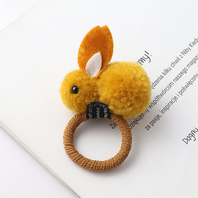 Cute animal hair ball rabbit hair ring girls rubber band elastic hair bands Korean headwear children hair Accessories ornaments