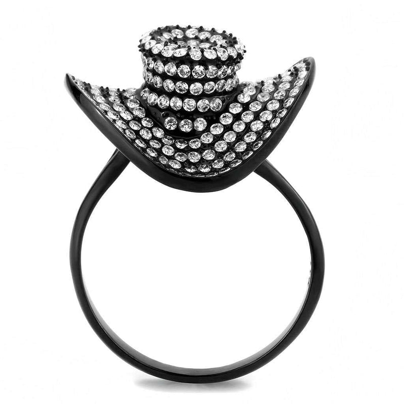 Silver Jewelry Rings Smart Ring DA128 Black - Stainless Steel Ring with AAA Grade CZ Alamode Fashion Jewelry Outlet