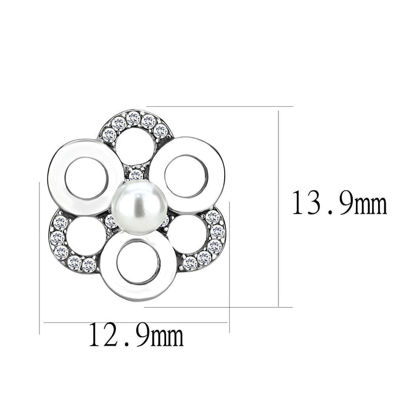 BridalEarrings DA214 Stainless Steel Earrings with Synthetic in White